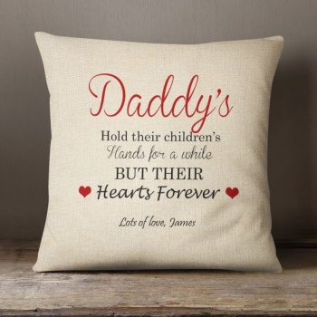 Personalised Cream Chenille Cushion - Daddy's Hold their Children's Hands